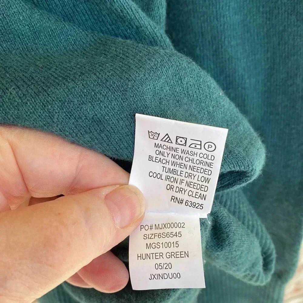 Hawker Rye Hunter Green Cashmere Blend Crew Neck Sweater